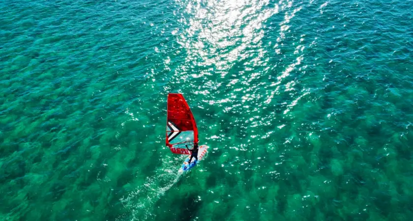 windsurfing on the lake