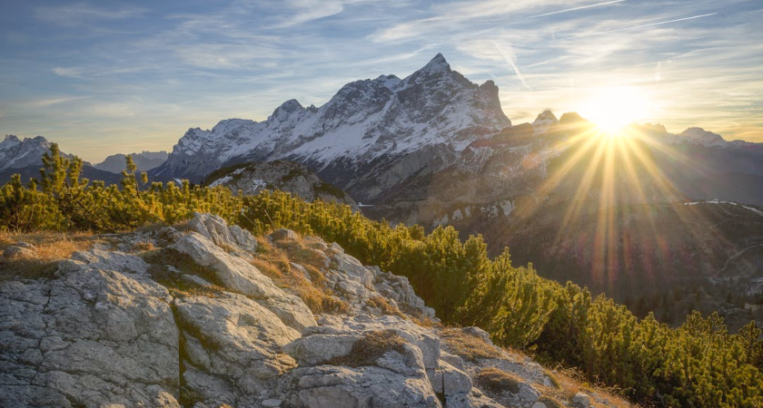 sunset in the mountains