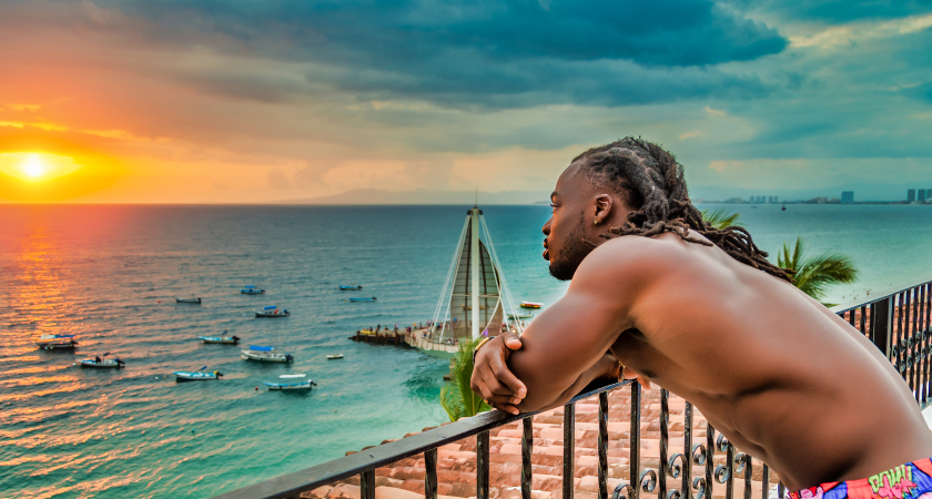 man watching the sea