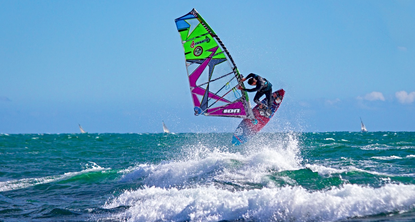 windsurfer on the waves