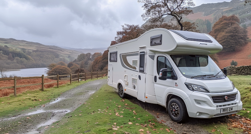 white caravan car