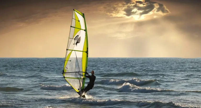 windsurfing on the sea